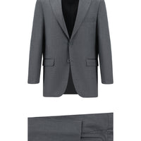 Orta Füme Relaxed Fit Rahat Kesim Klasik Desenli Takım Elbise