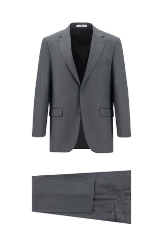  Orta Füme Relaxed Fit Rahat Kesim Klasik Desenli Takım Elbise