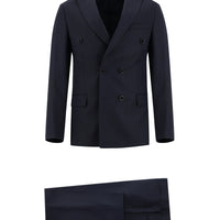 Siyah Lacivert Super Slim Fit Ekstra Dar Kesim Kruvaze Desenli Takım Elbise