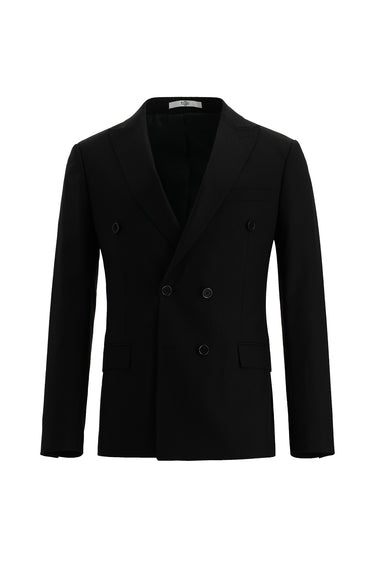  Siyah Super Slim Fit Ekstra Dar Kesim Kruvaze Takım Elbise