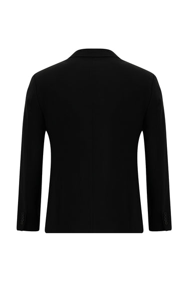  Siyah Super Slim Fit Ekstra Dar Kesim Kruvaze Takım Elbise
