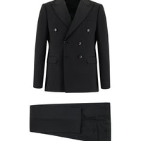 Siyah Slim Fit Dar Kesim Kruvaze Takım Elbise