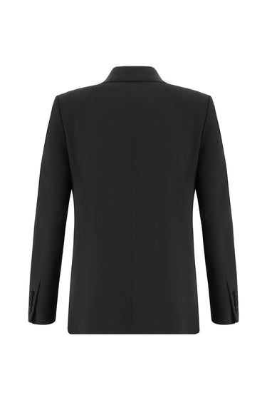  Siyah Slim Fit Dar Kesim Kruvaze Takım Elbise