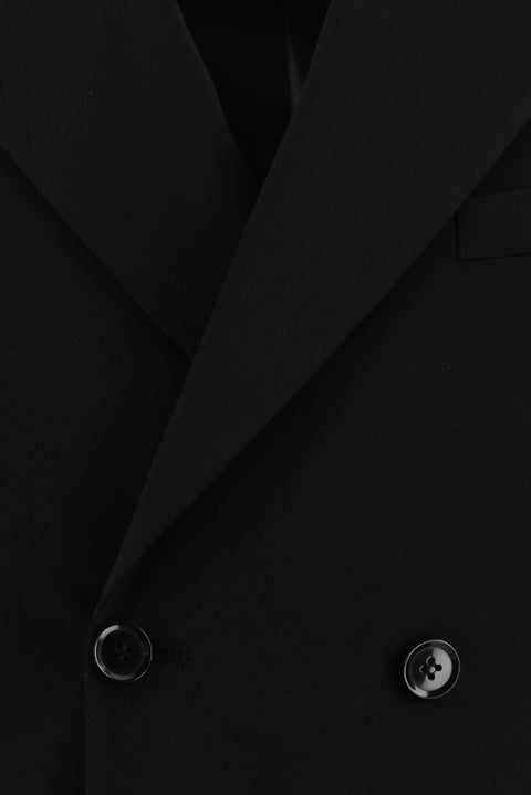 Siyah 7 Drop Slim Fit Dar Kesim Kruvaze Takım Elbise