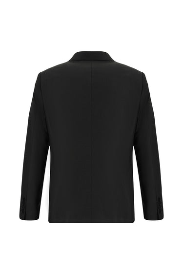 Siyah Regular Fit Desenli Kruvaze Takım Elbise