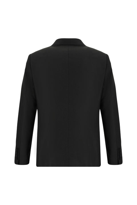 Siyah 7 Drop Slim Fit Dar Kesim Desenli Kruvaze Takım Elbise