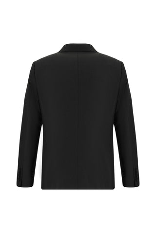 Siyah 7 Drop Slim Fit Dar Kesim Desenli Kruvaze Takım Elbise