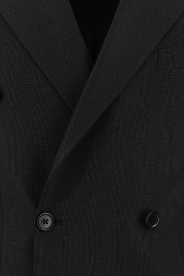 Siyah Regular Fit Desenli Kruvaze Takım Elbise