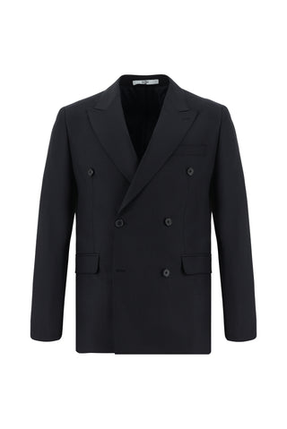  Koyu Lacivert 7 Drop Slim Fit Dar Kesim Desenli Kruvaze Takım Elbise