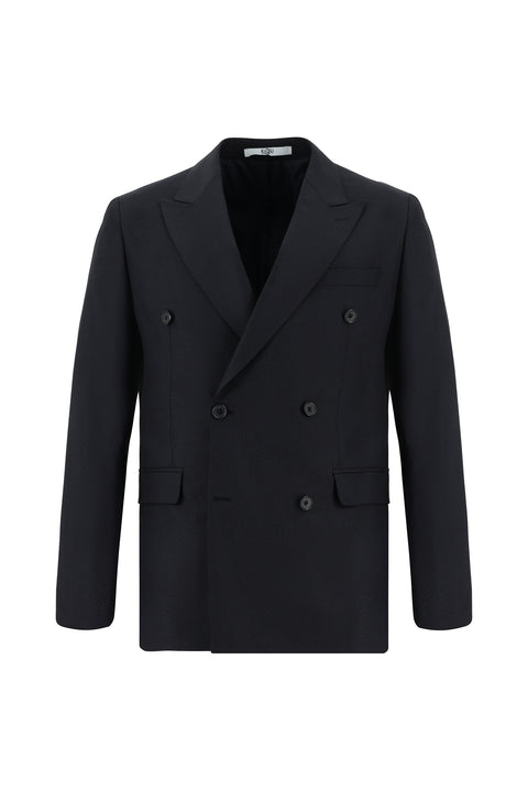 Dark Navy 6 Drop Regular Fit Standard Cut Patterned Double-Breasted Suit