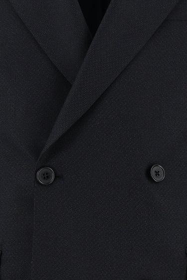  Koyu Lacivert Slim Fit Dar Kesim Desenli Kruvaze Takım Elbise