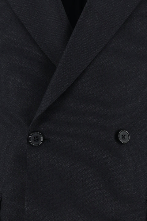 Dark Navy 6 Drop Regular Fit Standard Cut Patterned Double-Breasted Suit