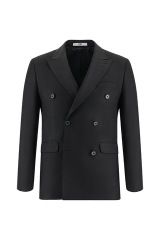  Siyah 6 Drop Regular Fit Standart Kesim Desenli Kruvaze Takım Elbise
