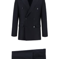 Koyu Lacivert 7 Drop Slim Fit Dar Kesim Desenli Kruvaze Takım Elbise