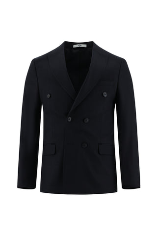  Koyu Lacivert 7 Drop Slim Fit Dar Kesim Kruvaze Takım Elbise