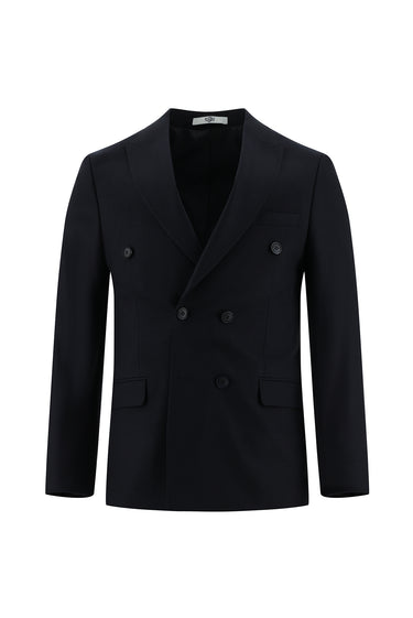 Koyu Lacivert Super Slim Fit Ekstra Dar Kesim Kruvaze Takım Elbise