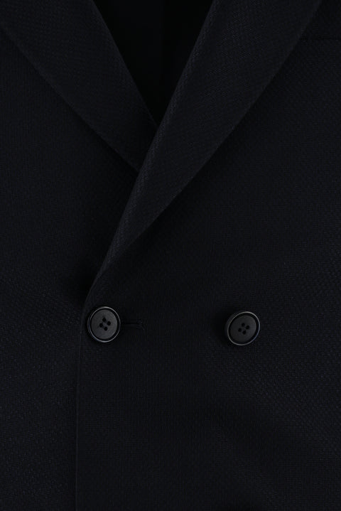 Koyu Lacivert 7 Drop Slim Fit Dar Kesim Kruvaze Takım Elbise
