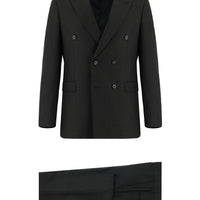 Koyu Antrasit Super Slim Fit Ekstra Dar Kesim Desenli Kruvaze Takım Elbise