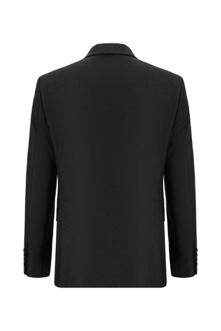  Koyu Antrasit Slim Fit Dar Kesim Desenli Kruvaze Takım Elbise