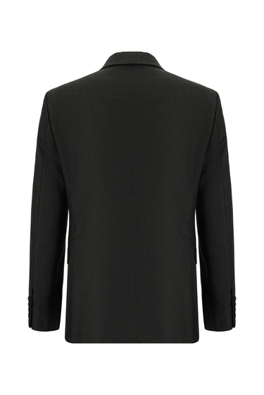  Koyu Antrasit Slim Fit Dar Kesim Desenli Kruvaze Takım Elbise