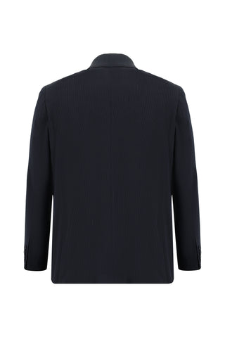  Koyu Lacivert 4 Drop Relaxed Fit Rahat Kesim Desenli Takım Elbise