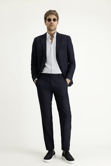  Koyu Lacivert Slim Fit Dar Kesim Klasik Takım Elbise
