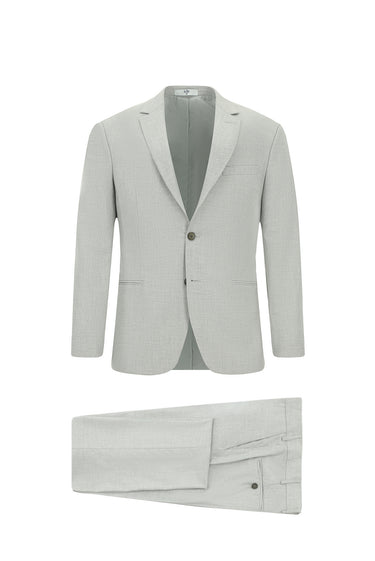 Açık Gri Super Slim Fit Ekstra Dar Kesim Klasik Desenli Takım Elbise