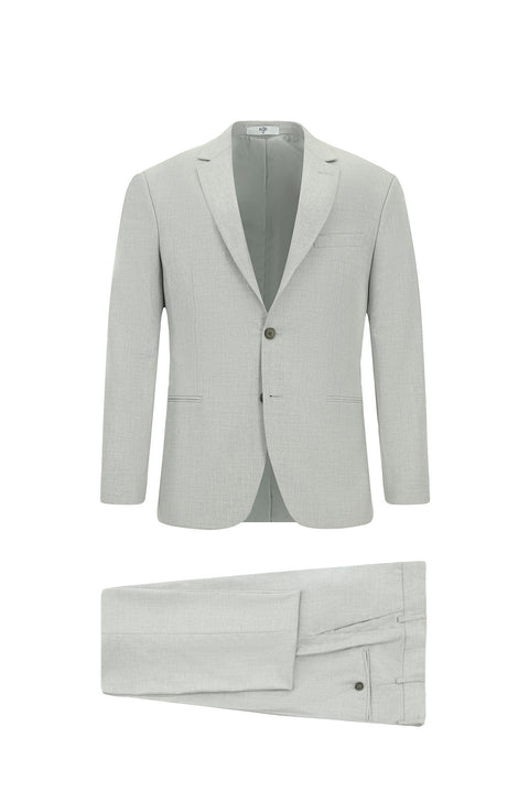 Açık Gri 7 Drop Super Slim Fit Eksra Dar Kesim Desenli Takım Elbise