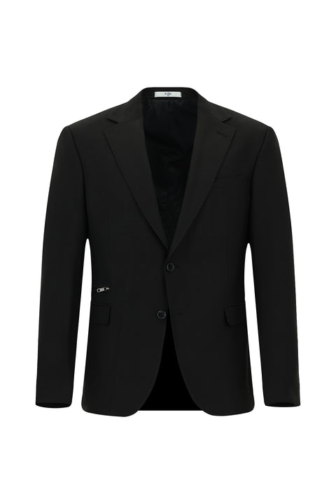 Siyah 6 Drop Regular Fit Standart Kesim Likralı Fermuar Cepli Takım Elbise