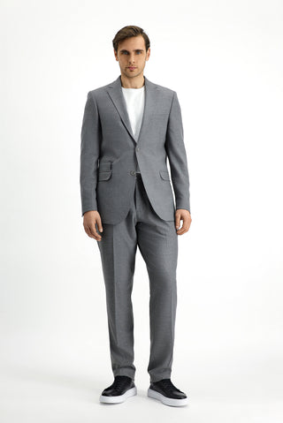  Orta Füme Regular Fit Likralı Fermuar Cepli Takım Elbise