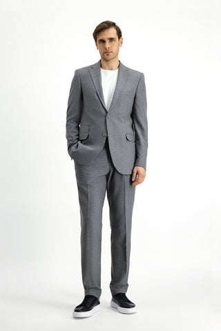  Orta Füme Regular Fit Likralı Fermuar Cepli Takım Elbise