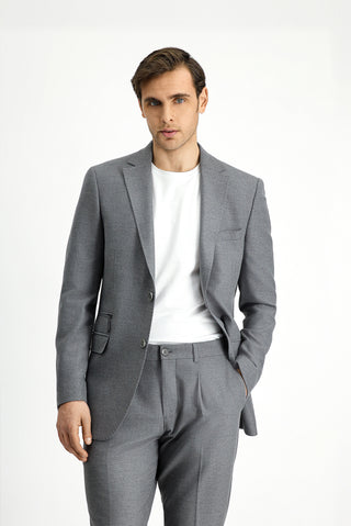  Orta Füme Regular Fit Likralı Fermuar Cepli Takım Elbise