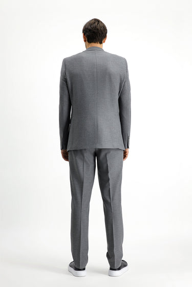 Orta Füme Regular Fit Likralı Fermuar Cepli Takım Elbise