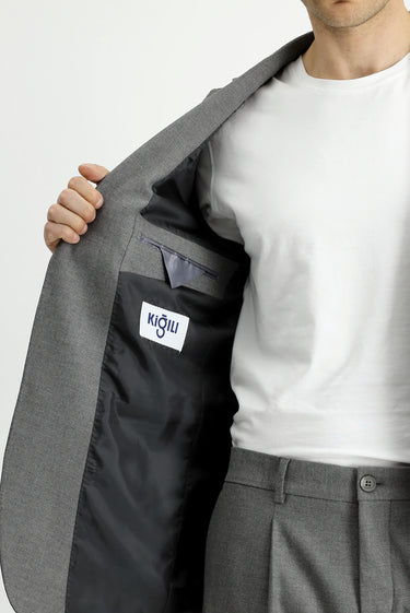 Orta Füme Regular Fit Likralı Fermuar Cepli Takım Elbise