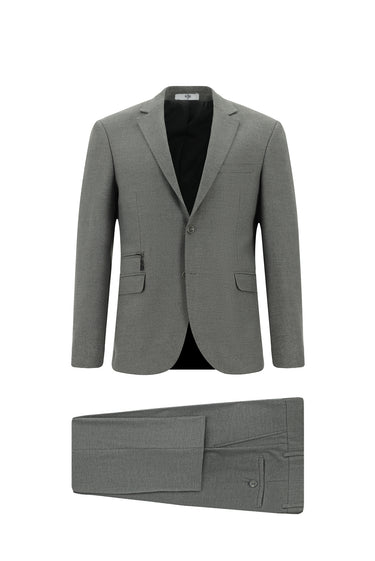 Orta Füme Regular Fit Likralı Fermuar Cepli Takım Elbise