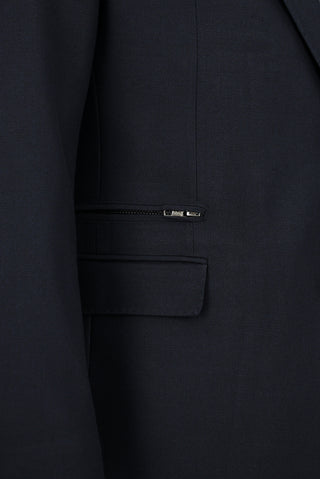  Koyu Lacivert Regular Fit Likralı Fermuar Cepli Takım Elbise