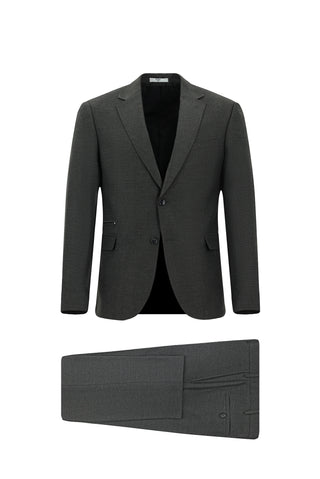  Koyu Antrasit Regular Fit Likralı Fermuar Cepli Takım Elbise