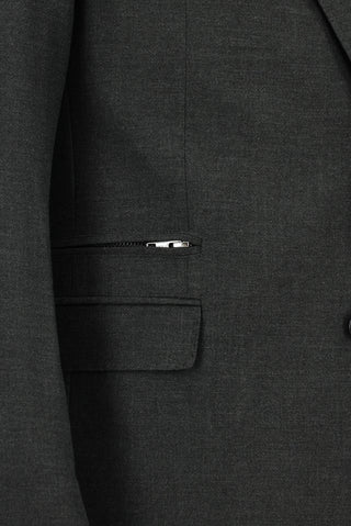 Koyu Antrasit Regular Fit Likralı Fermuar Cepli Takım Elbise