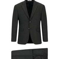 Orta Füme Slim Fit Dar Kesim Beli Lastikli Klasik Takım Elbise