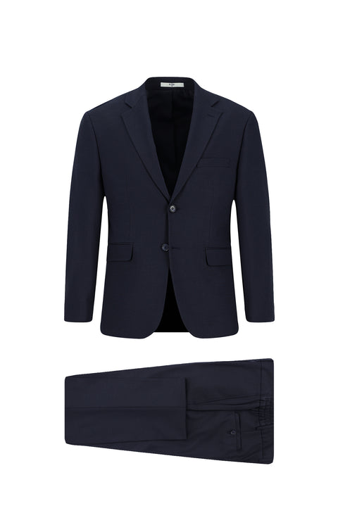 Dark Navy 7 Drop Slim Fit Suit with Elastic Waistband