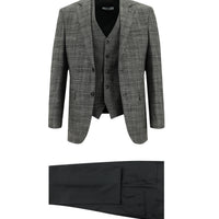 Koyu Füme 7 Drop Slim Fit Dar Kesim Kombinli Yelekli Takım Elbise