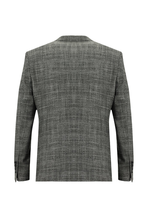 Koyu Füme 7 Drop Slim Fit Dar Kesim Kombinli Yelekli Takım Elbise