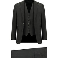 Dark Gray 6-Drop Regular Fit Standard Cut Suit with Vest