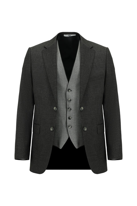 Dark Gray 6-Drop Regular Fit Standard Cut Suit with Vest