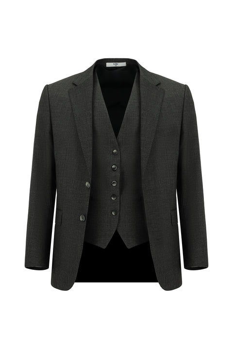 Dark Gray 6-Drop Regular Fit Standard Cut Suit with Vest