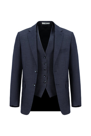  Orta Lacivert Regular Fit Kombinli Yelekli Takım Elbise