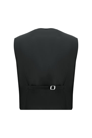 Siyah Super Slim Fit Ekstra Dar Kesim Kombinli Yelekli Takım Elbise