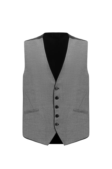 Siyah 7 Drop Slim Fit Dar Kesim Kombinli Yelekli Takım Elbise