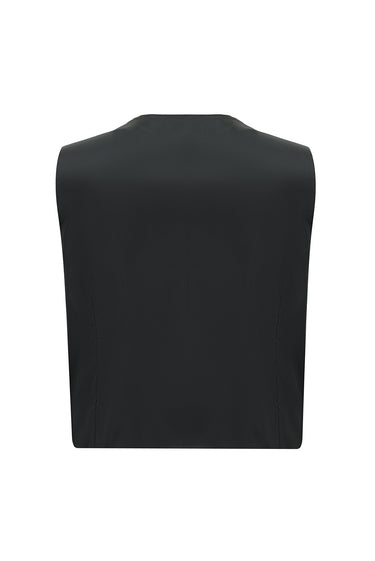 Siyah Super Slim Fit Ekstra Dar Kesim Kombinli Yelekli Takım Elbise