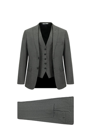  Açık Füme Super Slim Fit Ekstra Dar Kesim Kombinli Yelekli Takım Elbise